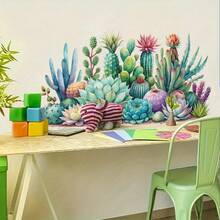 Tropical Mexican Succulents Cactus Wall Stickers Cacti And Aloe Desert Plants Wall Decals For Kitchen Bedroom Playroom Wall Decor - Multicolor - View 4