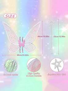 Aripi de zână pentru adulți, aripi de fluture pentru fete, aripi de înger, costume de zână pentru femei, cadouri de Halloween pentru petrecere (6 culori)