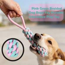 1件/4件套互动式狗狗磨牙玩具套装，彩色编织绳，适合中小型犬，可用于拔河和捡球游戏，兼具趣味训练和牙齿清洁功效，经久耐用，耐啃咬。 - 粉色 - 查看 4