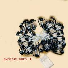 1pc 10/20/30/40 LED Black Lantern String Lights, Size Options: 59.05in/118.11in/177.16in/236.22in, Mini Oil Lamp Style String Lights, Suitable For Indoor Outdoor Patio Garden Holiday Home Party Camping Decor - 黑色 - 查看 13