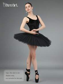 DonsGirl 1 Piece Women's Elegant Ballet Leotard - Classic V-Necked Patchwork Design Elegant Velvet Ballet Dance Costume, Holiday Party Gifts - Black - View 9