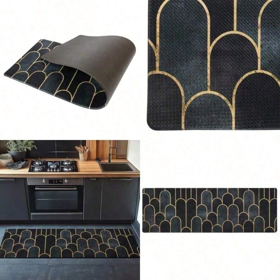 &TUFAN TAPETES Tapete para Cocina Antifatiga Medidas 1.20 x 40 cm Grosor de 10 mm Diseño Moderno Tapete para Cocina Suaves y Antideslizantes - Multicolor - Ver 1