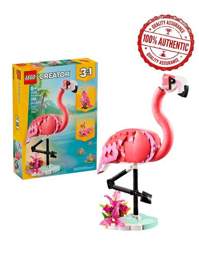 LEGO Creator 3-In-1 Wild Animals: Pink Flamingo 31170, Buildable Animal Toy, Transforms Into Cockatoo Or Axolotl, Valentine's Day Season– Trending Gift, Colorful Room Decor, STEM Toy, Creative Set For Kids Ages 8+