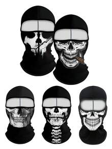 1pc Unisex Autumn/Winter Elastic Moisture-Wicking Motorcycle Riding Balaclava Printed Face Mask, Suitable For Outdoor Activities, Parties, Cosplay - Multicolor - View 2
