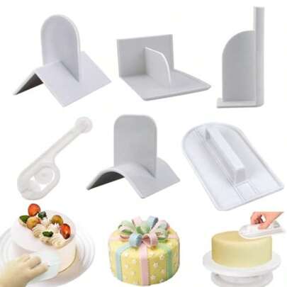 6pcs Fondant Icing Smoother Polisher | Metal Cake Edge Corner Decoration Sugarcraft Scraper Paddle Trowel, Baking Cutter Embosser Tool