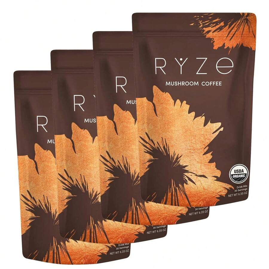 RYZE SUPERFOODS Mushroom Coffee USDA Organic With 6 Adaptogenic Mushrooms And MCT Oil, USA Grown Instant Coffee For Better Energy, Focus, Digestion, Immunity With Lions Mane & Turkey Tail, 30 Servings - 30 片(1 包) - 查看 1