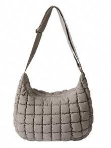 Quilted Puffer Shoulder Bag For Women, LightweightEveryday Crossbody Handbag - 卡其色 - 查看 1