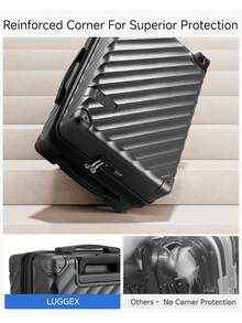 Carry On Luggage 22x14x9 Airline Approved, KVC Expandable Polycarbonate Hard Shell Suitcase For Travelling (EX-Core, Charcoal Metallic, 20 Inch, 40L-44L) - Pink - View 2