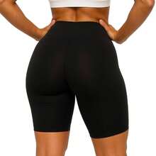 Cycling Shorts In Supplex Fabric With Pockets, Plus Size, Not See-Through, High Waist. - Black - View 2