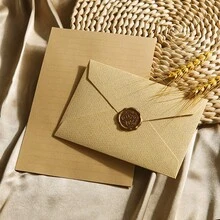 高档亚麻信封+火漆封印+文具套装，适用于DIY礼品、婚礼请柬和办公用途 - 彩色 - 查看 21