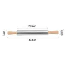 TendenciaRodillo Acero Giratorio Con Mangos Madera - Repostería Masas PlateadoCalidad premium - Plateado - Ver 5