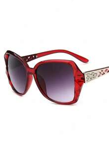 1pc Rhinestone Embellished Edgy Frame Fashion Glasses, Suitable For Everyday Wear - Purple - View 2