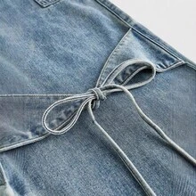 Fashionable Women's Casual Loose Fit Jeans With Bow Tie Decor Fall - Blue - View 5