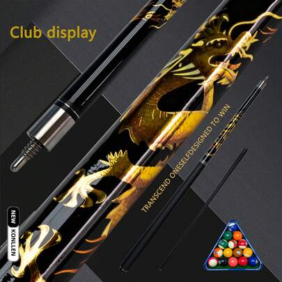 1pc 57-Inch Professional Carbon Fiber American 9-Ball Cue Stick - Golden Dragon 12.5mm Tip, Stainless Steel Quick Release, Chinese-Style American Pool Cue - 1/2 Pieces Design, 146cm Length, 19oz Weight - Holiday Gift For Tournaments, Home And Bar Use