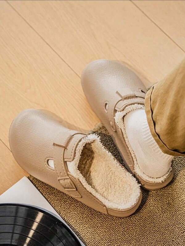 2025 Men's Slippers, EVA Lightweight & Fashionable Plush Lined, Warm Minimalist Solid Color Indoor Outdoor Travel Home Slippers, Classic Men's Winter Closed Toe Slippers, Winter Student Thermal Lined House Slippers, Thermal Lined Home Slippers, Winter Plush Lined Mule Slippers, Men's Warm Slippers, Warm Slippers