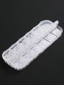 1 Box White Pearl Nail Art Decorations, Flat Pearl, Crystal Rhinestone, Caviar Pearl 3D Pendant Nail Jewelry DIY Accessories, Suitable For Press-On Nails, Nail Supplies, Nail Gems