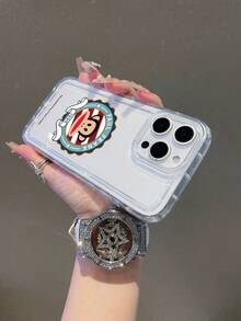 Officially Licensed Paul Frank Transparent Airbag Phone Case, Full Coverage Shockproof Camera Protection, Monkey Letter Striped Background Pattern, New Design Compatible With IPhone 13/14/15/16 Pro Max - Multicolor - View 5