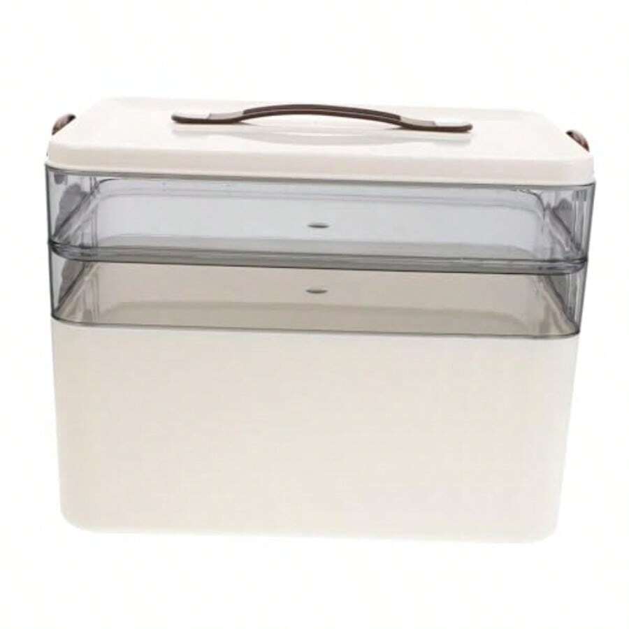 ccMipcase Caja Botiquín De Medicamentos Grande 3 Capas Blanco Elegante Plástico Resistente Con Cierre De Infantil Para Almacenamiento Doméstico y Organización Armariosnn - Blanco - Ver 1