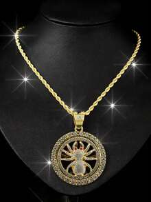 1 mặt dây chuyền xoay thời trang với dây chuyền bện 22 inch, phụ kiện trang sức mặt dây chuyền xoay cá nhân hóa dành cho nam giới, thích hợp để đeo hàng ngày - Dây chuyền mặt xoay - Xem 6