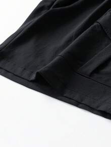 Pantalones cortos cargo versátiles para hombres, pantalones cortos de trabajo de pierna recta holgada con múltiples bolsillos para el desplazamiento diario y deportes - Negro - Ver 7