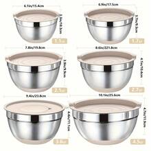 TAIMASI 26PCS Mixing 304 Stainless Steel Bowls With Airtight Lids Set, Stainless Steel Khaki Bowls With Grater Attachments, Non-Slip Bottoms & Kitchen Gadgets Set, Size 7, 4, 2.5, 2.0,1.5, 1QT, Great For Mixing & Serving - Perfect For Thanksgiving, Christmas, New Year's, And Mother's Day Cooking And Gifting Colors - 彩色 - 查看 3