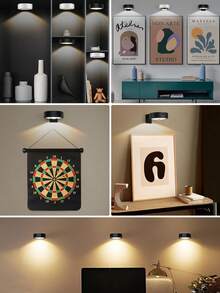 3-Color LED Wall Light, AA Battery Powered, Art Display Lamp, Remote Control, Dimmable, Night Light, Suitable For Bedroom, Gallery Wall Decor - Three Colors - View 8
