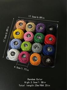 1 caja de hilos de bordado de punto de cruz, 12 unicolor/mixtos o 16 unicolor/mixtos, hilo de encaje N.° 8 / hilo de ganchillo micro, colores aleatorios - Multicolor - Ver 7