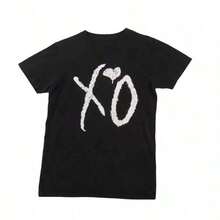 XO Basic Logo Reprinted Black T Shirt Full Size S-5XL - 黑色 - 查看 1