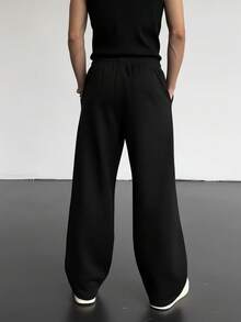 GRDR 男士夏季纯色喇叭裤，时尚印花休闲裤，适合社交聚会 - 黑色 - 查看 2