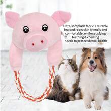1pc Pet Sound Plush Doll, Cartoon Plush Stuffed Animal With Rope, Built-In Sound Device, Suitable For Small/Medium Dogs, Puppies, Cats, Braided Rope For Chewing And Teeth Cleaning, Includes Pig/Duck/Frog/Bear Plush, Puppy Sleeping Companion, Sound Training Doll - Multicolor - View 5