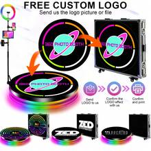 Cabina de fotos 360 con estuche de vuelo, luz RGB, máquina de fotomatón 360 para fiestas, bodas, aplicación de control remoto, cabina giratoria automática - Tipo de Enchufe B USA (110-127V) - Ver 2
