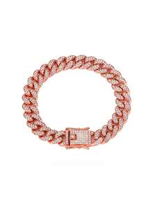 Curved Diamond-Studded Pet Dog Collar With Safety Clasp, Artificial Diamond Cuban Link Dog Necklace - Multicolor - View 11