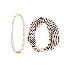 New Pearl Magnetic Clasp Collarbone Chain Long Scarf Women Spring Summer Decorative Necklace Scarf Vintage Versatile Sweater Chain - 17 - Xem 3