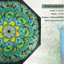 Windproof Travel Compact Umbrella-Automatic Umbrellas For Rain- Folding Umbrella, Travel Umbrella Compact, Small Portable Windproof Umbrellas For Men Women Teenage. (Green Peacock),42Inch-1Pack,Greenpeacock - 綠孔雀 - 查看 5