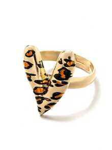 A Stylish And Simple Alloy Heart-Shaped Leopard Print Spray Ring For Women, Perfect For Daily Commuting, Dating, And Parties. - 1 - View 8
