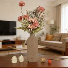 1pc Artistic Face Shaped Plastic Vase, Simple Lines With 3D Texture On Body, Decorative And Practical, Unique Face Element Adds Interesting Atmosphere To Space - Multicolor - View 6