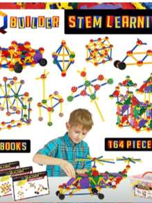 IQ BUILDER | STEM Learning Toys | Creative Construction Engineering | Fun Educational Building Toy Set for Boys and Girls Ages 5 6 7 8 9 10 Year Old + | Best Toy Gift for Kids | 164 PCS Kit with Box - Multicolor - Ver 2
