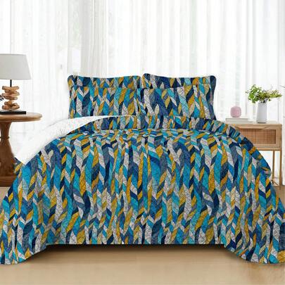 2/3件套数码印花复古风被套套装（床罩*1，枕套*1/2，不含枕芯），时尚印花设计，透气舒适，适合家庭卧室、酒店、客房，四季皆宜，床品套装