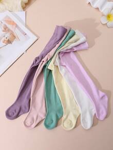 6pcs/Pack Girls' Solid Color Tights, Skinny Leggings, Suitable For Girls' Spring Outings And Daily Wear - Multicolor - View 7