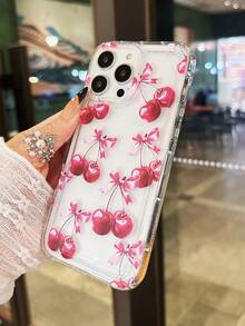 1个红色蝴蝶结樱桃图案手机壳，兼容 16 Pro Max、11/12/13/14 Plus、15 Pro/15 Plus/15 Pro Max、7 Plus/8 Plus、X/XS Max/XR、11 Pro/12 Pro/13 Pro/14 Pro、12 Mini/13 Mini、11 Pro Max/12 Pro Max/13 Pro Max/14 Pro Max/14 Plus、6/6S/6 Plus、7/8、16 Pro、16 Pro、16 Plus、16 Pro Max、12 Pro、17、17 Pro Max - 彩色 - 查看 4