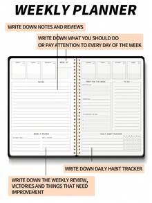 Weekly Planner Notebook For Work, A4 Spiral Bound Undated Planner With Clean Sections For Office Planning - Multicolor - View 3
