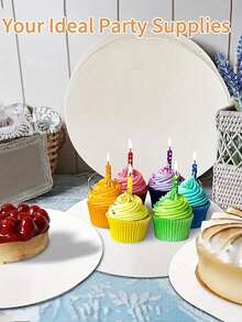 10个（8/10/12英寸）圆形白色蛋糕底座，瓦楞纸底座，适用于烘焙、DIY蛋糕、甜点、婚礼庆典、生日派对、小吃、纸杯蛋糕展示托盘、主题派对、蛋糕装饰用品、婚礼派对、母亲节、情人节等。