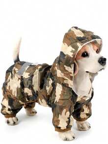 1pc Blue Pet Raincoat, Lightweight Polyester Reflective Stripe Full Coverage 4-Leg Dog Suit, Waterproof Pet Rainwear, Suitable For Small And Medium Poodle All Year Round - Multicolor - View 10