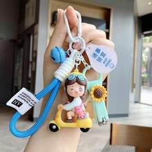 AD 1pc Creative Cute Bicycle Girl Couple Keychain Pendant, Delicate Women's Car Key Chain Bag Charm Accessory - Bicycle - View 7