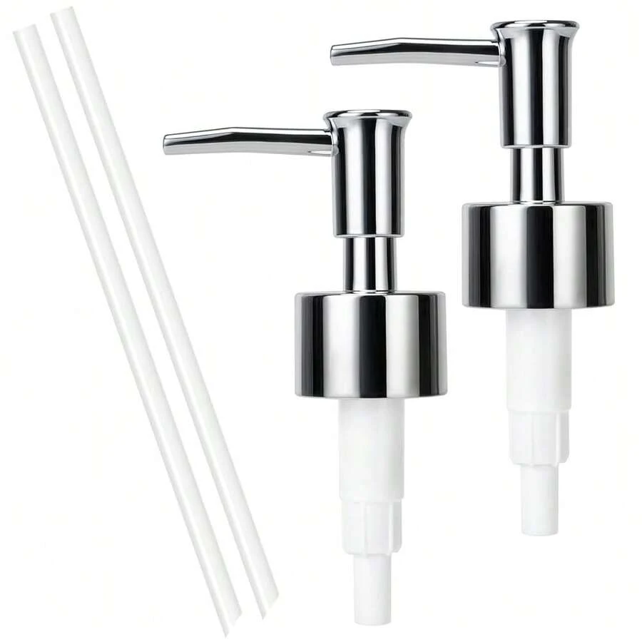 Soap Dispenser Pump Lotion Pump Replacement Head Kitchen Refill Dispenser For Regular Mouth Bottle For Standard 28/400 Thread Size 2 Pack(Silver) - silver - 查看 1
