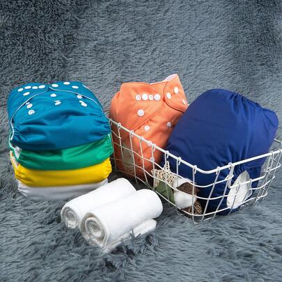 ALVABABY 1条可重复使用、可水洗的婴儿布尿布，多种颜色和图案可选，亲肤、防漏、透气，男女宝宝均适用。