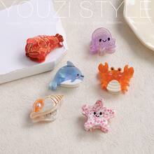 Cute Ocean Series Acetate Hair Clips Conch Octopus Seahorse Whale Sweet Bangs Clips Side Clips Small Hair Claw - Dolphin - View 2