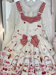 1pc Lolita Style Sweet & Cute Bib Dress, Only Includes Dress, Lolita Costume For Holiday Party, Performance, Valentine's Gift, Suitable For Daily & Holiday Wear Halloween Spring - Multicolor - View 19