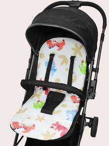 1pc Cartoon Pattern Baby Stroller Seat Cushion, Skin-Friendly Soft Durable Non-Deformable, Suitable For All Seasons Without Sweating, Removable Washable Anti-Slip, Multiple Patterns Available, Fits Various Baby Stroller Models