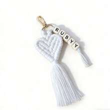 1 Stück personalisierter gewebter herzförmiger Namensanhänger, personalisierter Namensanhänger, herzförmiger Schlüsselanhänger, Brautjungferngeschenk, Hochzeitsparty Gastgeschenk, Valentinstag Geschenk - Gewebter Schlüsselanhänger - Übersicht 36